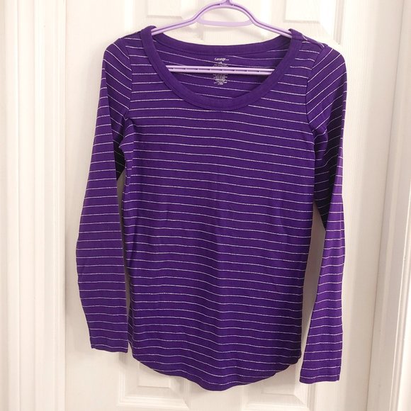 Silver Stripes Violet Top - Picture 1 of 4